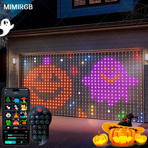 Decoración LED RGB cortina luces inteligentes cadena de luces controladas por aplicación patrón DIY y texto programable sincronización de música Reote