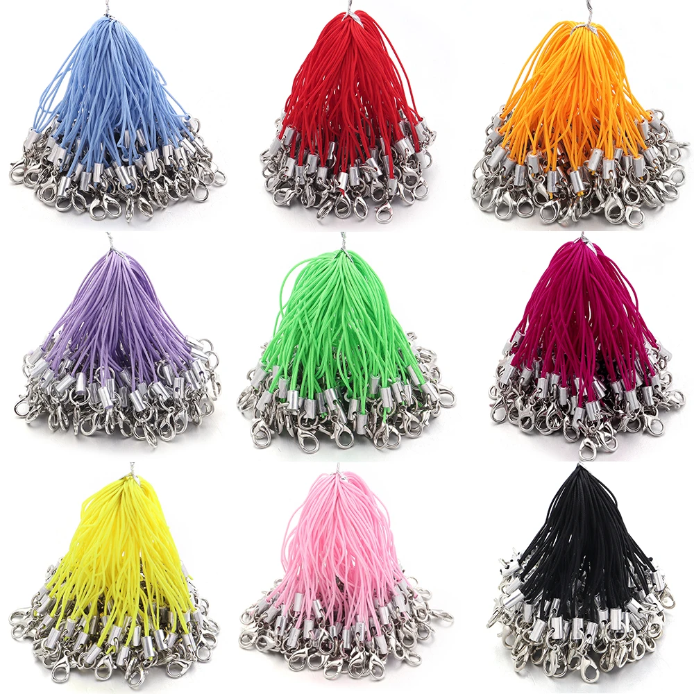 20-100 Stück/Lot Karabinerverschluss mit Sprungring, Handyband, Polyesterkordel, Schlüsselanhänger, Charm-Halter für DIY-Schmuckherstellungszubehör – Detail 4