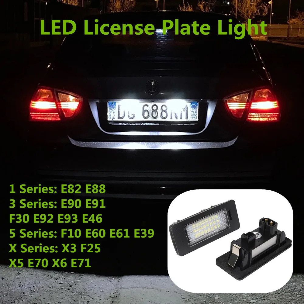 

NEW Error Free LED Car License Plate Light Accessories For BMW E82 E88 E90 E92 E93 E46 E91 E90 E60 E61 X5 E70 X6 E71 E72 E39 M5