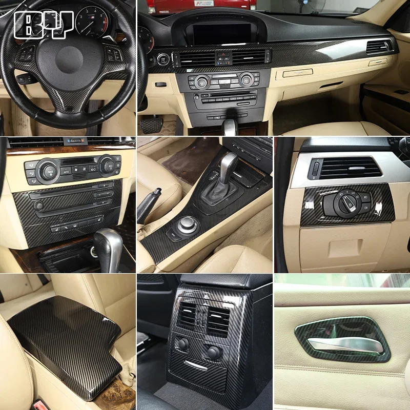 

ABS Carbon Fiber Interior Dashboard Console Gear Shift Door Handle Interior Trim Cover For BMW 3 Series E90 2005-2012 Accessory