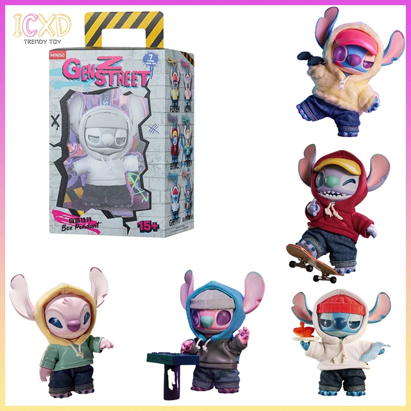 

Аутентичная слепая коробка серии Stitch Genz Street с виниловым дизайном, плюшевые игрушки, модные брелки, сумки, подвески, подарки на Хэллоуин