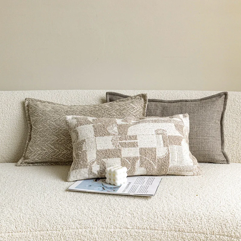 

Light Grey Coffee Color Texture Pillow Covers Modern Light Luxury Simplicity Cushion Cover 30*50 Home Sofa Bedside Pillow Cases