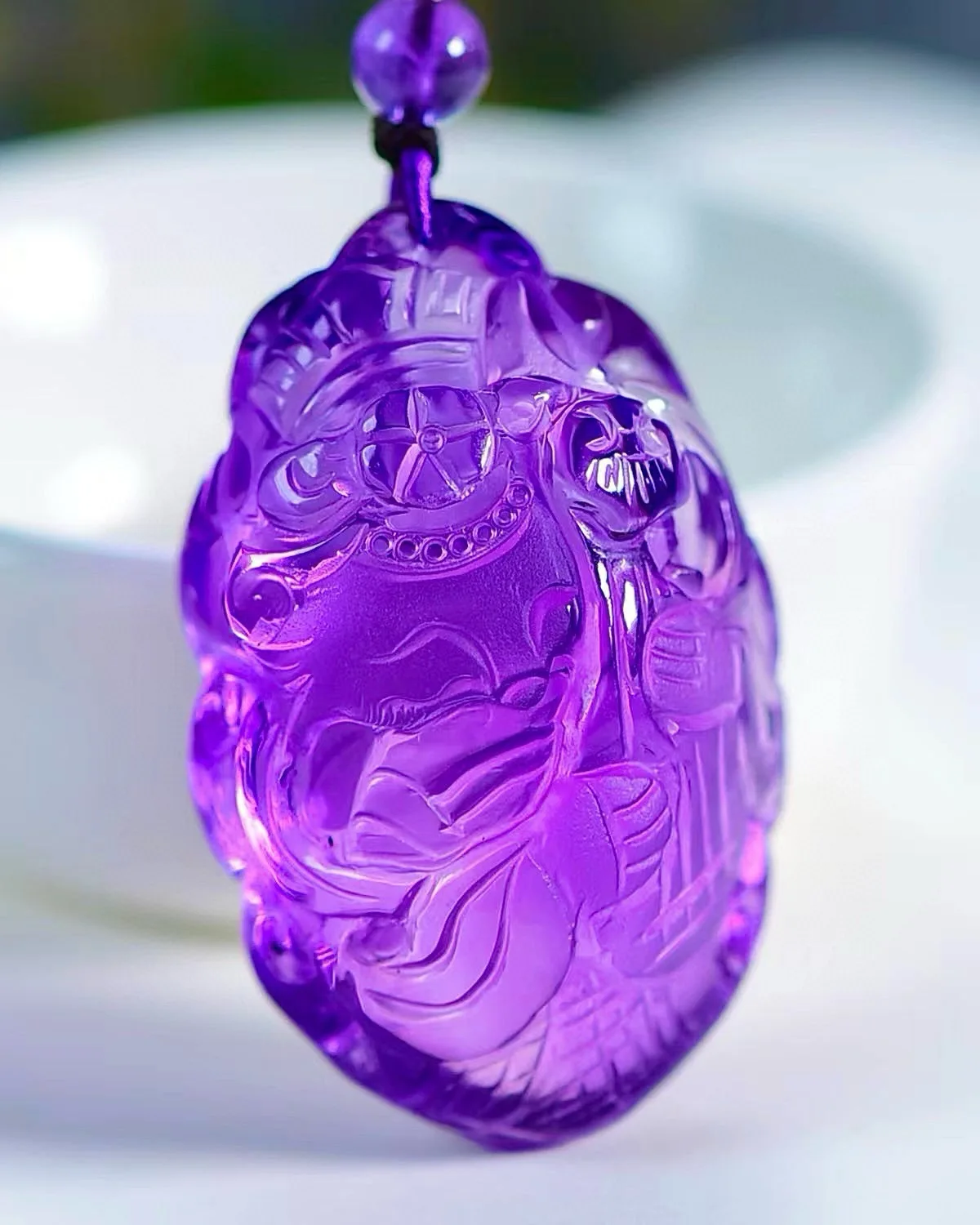 Natural Purple Amethyst Quartz Pendant 43.7*28.5*19.5mm Fox Clear Amethyst Jewelry Beads Women Men Necklace Brazil AAAAAA