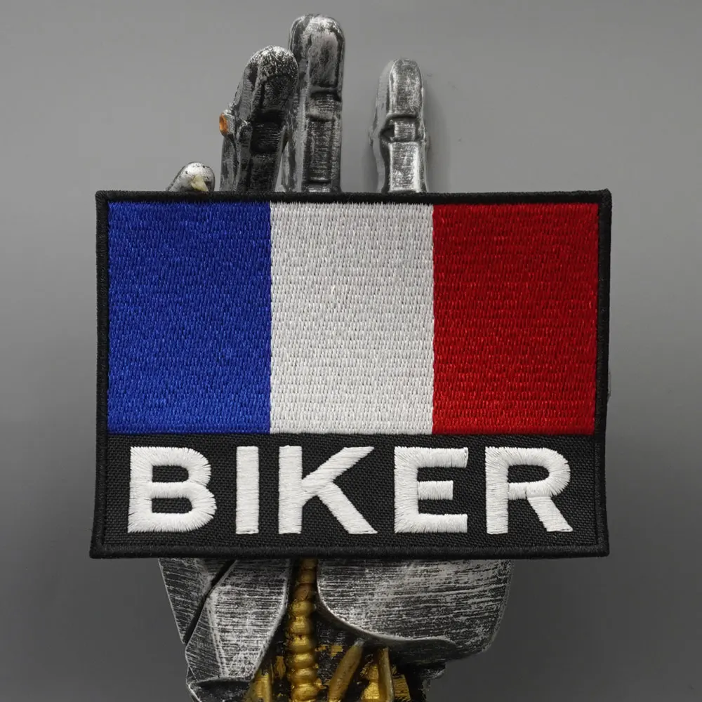 Biker Frankreich Bestickter Aufnäher, Applikation zum Aufnähen, Punk-Biker-Band Rock-Kleidung Abzeichen, Klettverschluss oder zum Aufbügeln, Anpassbar – Detail 1