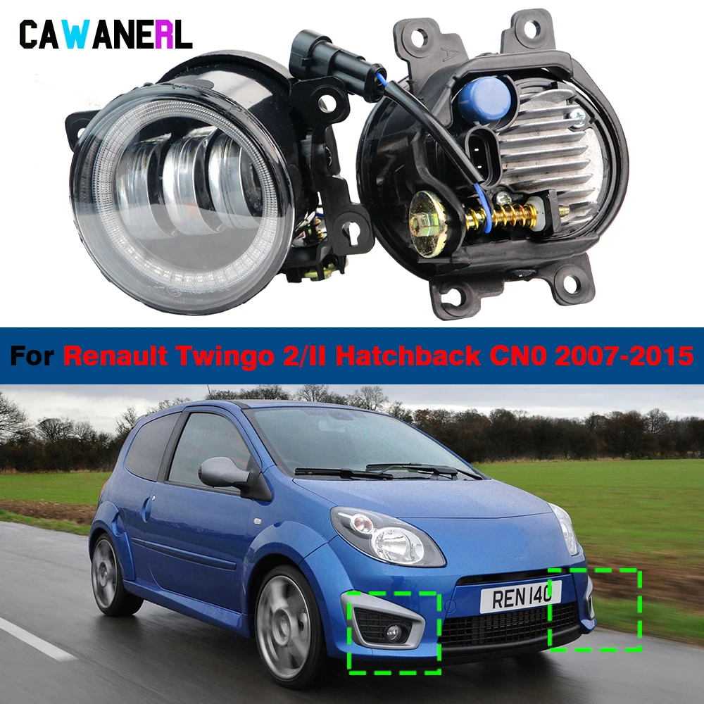 2 X Car LED Angel Eye Fog Light DRL H11 Adjustable Fog Daytime Running Lamp For Renault Twingo 2/II Hatchback CN0 2007-2015