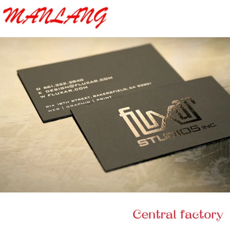 Custom  Wholesale High Quality Black Gold Foil Embossed Stamping Business Card