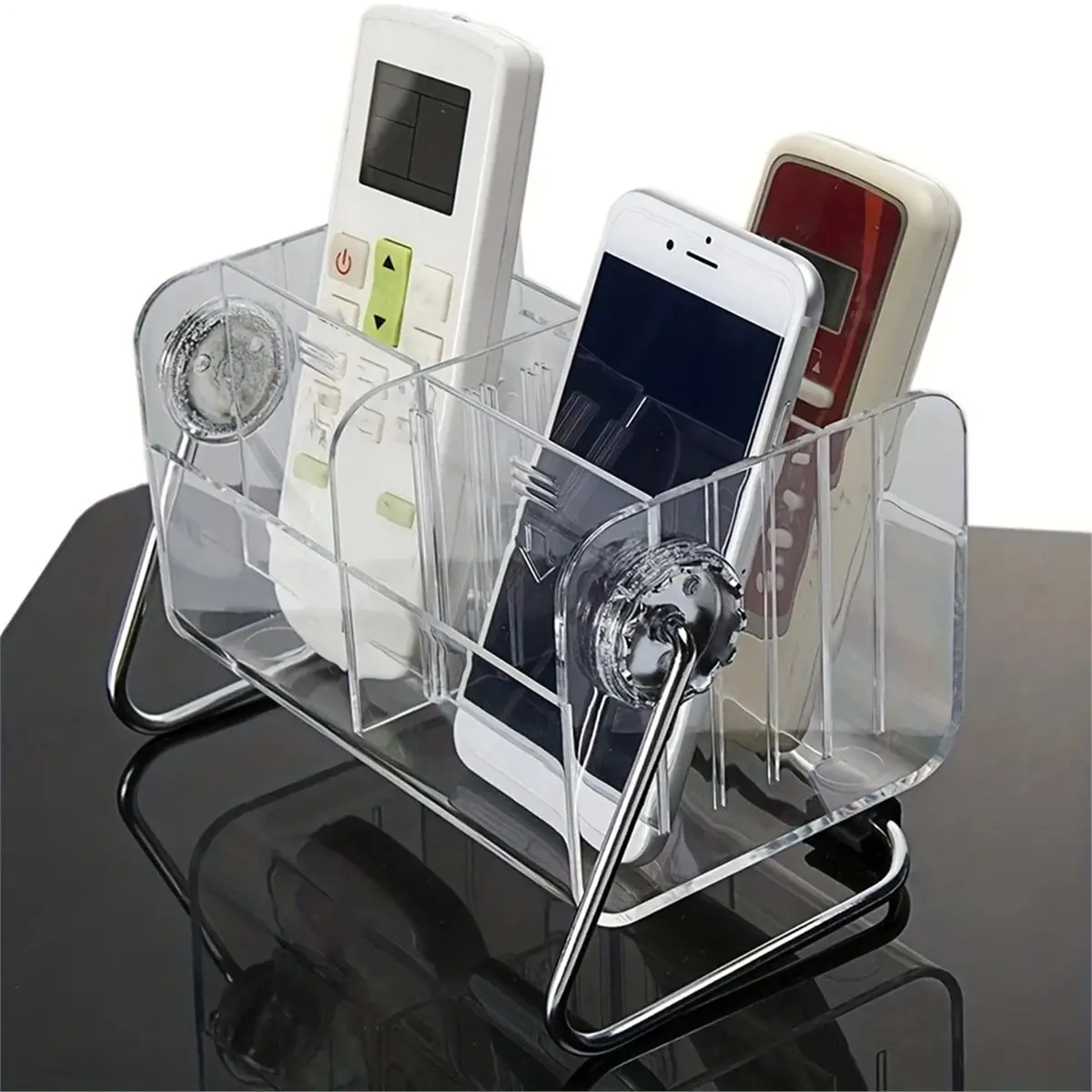 Oct Sale 1pc Remote Control Holder Organiser, 6 Slots Transparent Remote Control Holder Box, TV Air Conditioning Remote Control