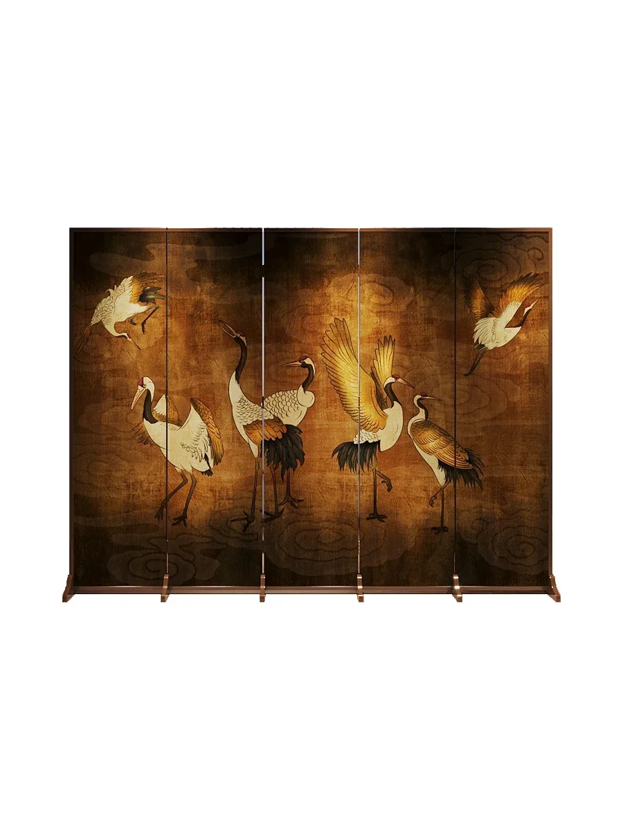 Partition living room, entrance porch, decorative background wall, crane, modern and simple folding mobile folding screen