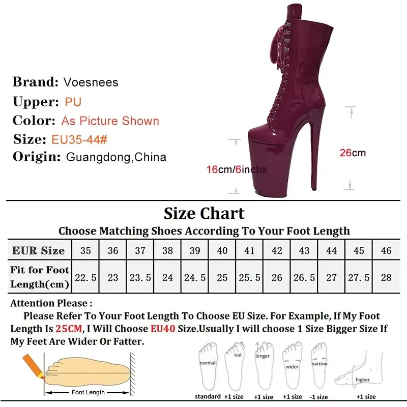 Extreme High Heel 26cm/10Inch Women Boots Sexy Drag Queen Crossdressing Exotic Stripper Shoes Pole Dance Performance Ankle Boots