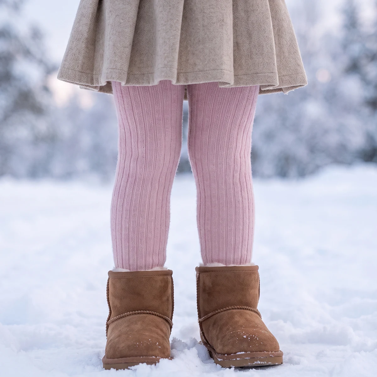 2PCS Baby Girls Thick Warm Tights, Solid Color Fleece Thermal Pantyhose, Toddler Footed Leggings for Outdoor & Daily Outfit