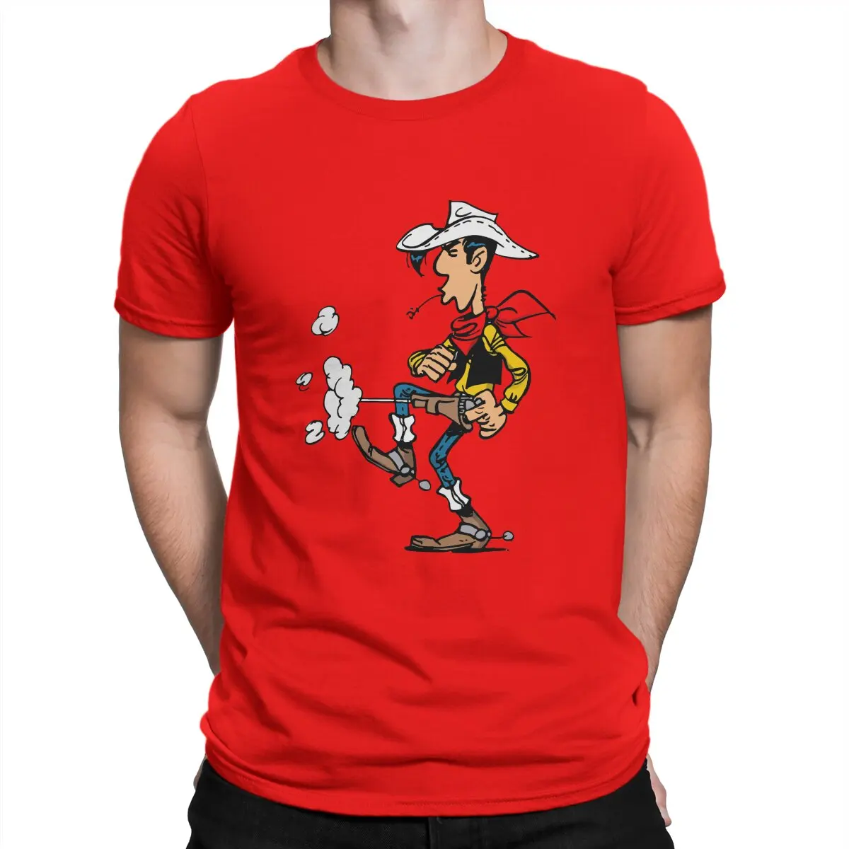 Lucky Luke Cotton T-Shirts Cartoon Anime Print Men Women Short Sleeve T Shirt Hip Hop Oversized Harajuku Tees Tops Man Clothing