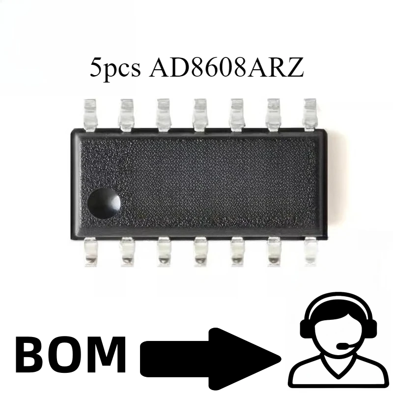 

5pcs AD8608ARZ SOIC-14 Precision CMOS Rail-to-Rail Op Amp AD860