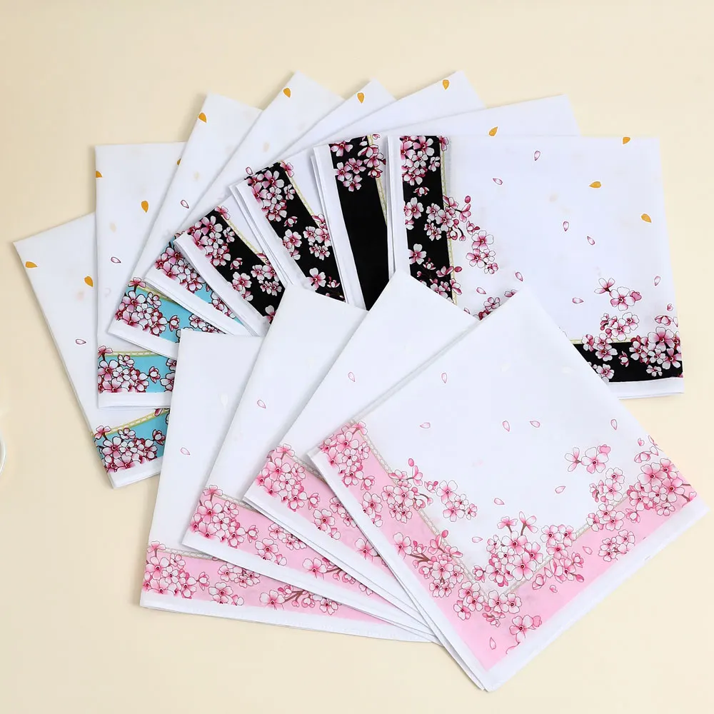 3 Packs of Pure Cotton Flower Handkerchiefs, Romantic Flower Handkerchiefs, Wedding Bride Souvenirs, Flap Pocket Pants Towels, Sweat Towels