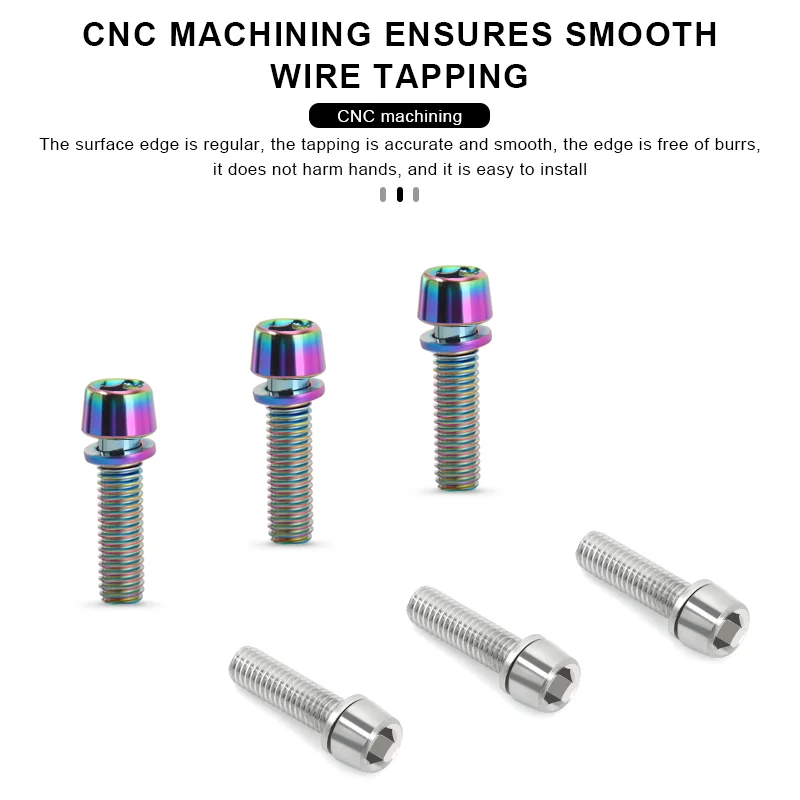 6Pcs MTB Road Bike Stem Bolts Bicycle Handlebar Stem Screw With Washer M5*18mm Alloy Steel Hexagon Bolts Colorful Fixing Screws