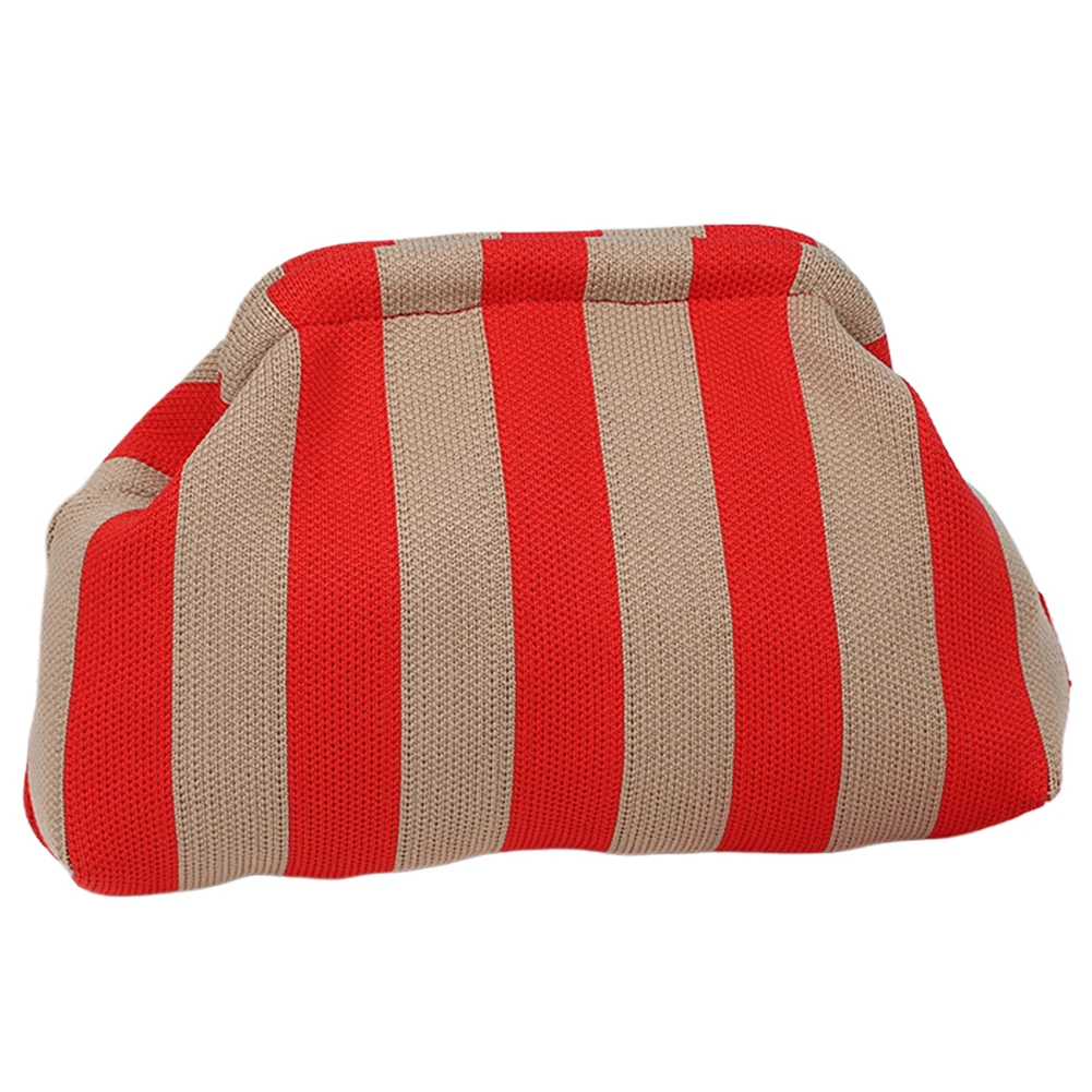 Malha Stripe Clutch para mulheres, bolsa tecida, Dumpling Clutch, cor do contraste, fêmea