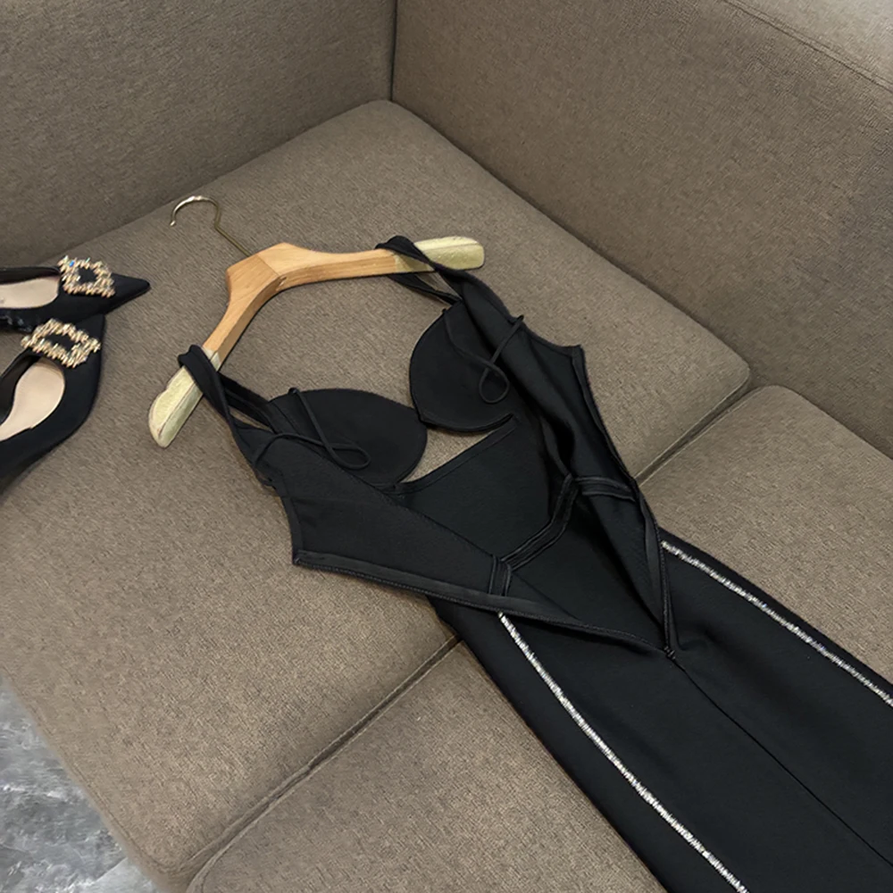 TWOTWINSTYLE seksowne sukienki wyszczuplające dla kobiet kwadratowy kołnierzyk bez rękawów Backless wysoka talia elegancka sukienka kobiecy styl VDR788924