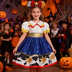 Halloween Children Toy Cartoon Woody Jessie Cowboy Girls Dress Up Birthday Party Skye Princess Dress Performance Cosplay Costume