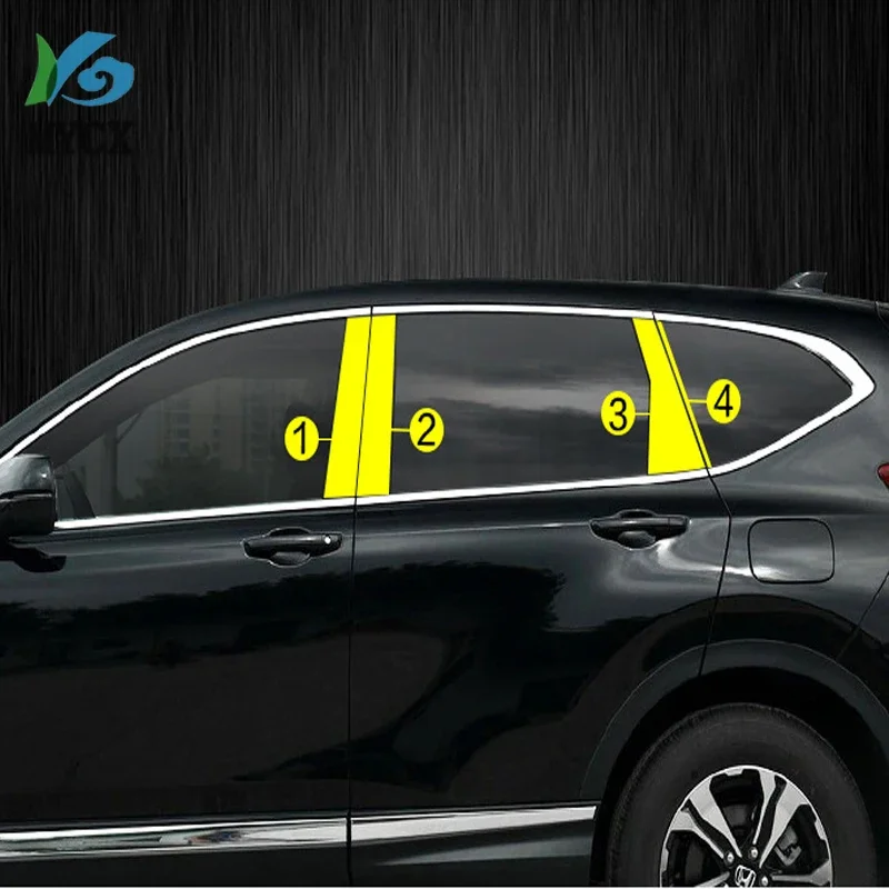 ８Pcs/Set Stainless Steel Glass Window Garnish Pillar Middle Column Trim Hoods Car Styling Fit For Honda CRV CR V 2017 2018 2019