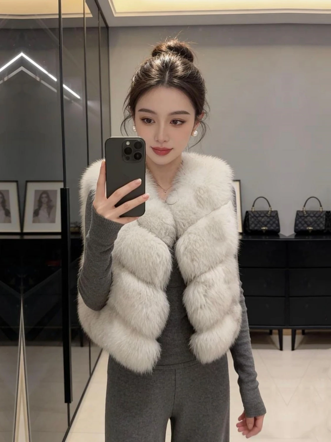 

Eco-Friendly Fur Vest Women's ort Svel Jaet Slimming Small Size Patchwork Winter New Sle Warmth Outerwear