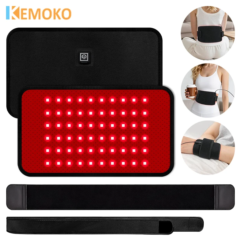

60 LEDs Red＆Infrared Light Therapy Belt 850nm 660nm Back Waist Relif Heat Pad Burn Fat Wrap Slimming Machine Full Body Care