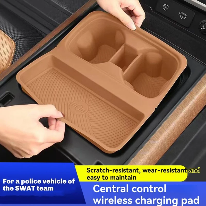 Super Sale For Land Rover Defender 110/90 Central Control Wireless Water Cup Holder Non-Slip Pad 22-24 Storage Pad Black