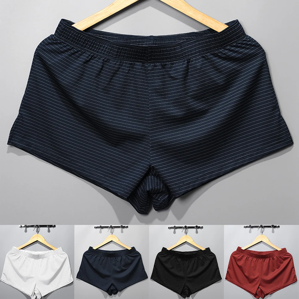 Mens Sexy Underwear Home Cotton Middle Waist Briefs Elastic Underpants Breathable Cool Pajamas Plus Sizeshorts