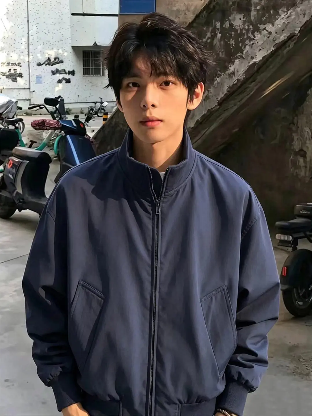 American Style Stand Collar Flight Jacket Men's Short Baseball Style Outerwear Autumn Season Three-Proof Retro Fashion