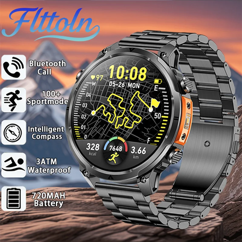

2025Новые GPS Смарт-часы для Xiaomi IOS Военный компас Фонарик Смарт-часы Мужские 10ATM Водонепроницаемые 100 + спортивные режимы BT Call Watch