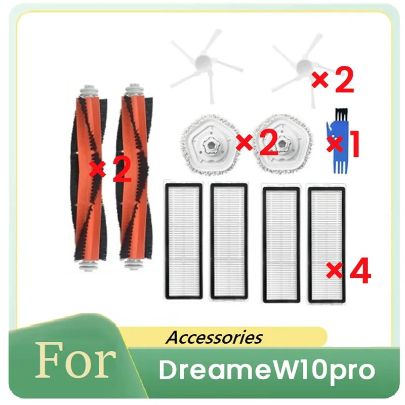 

A20F-11 шт. для Dreame W10 Pro, комплект аксессуаров для пылесоса, основная боковая щетка, фильтр, швабра