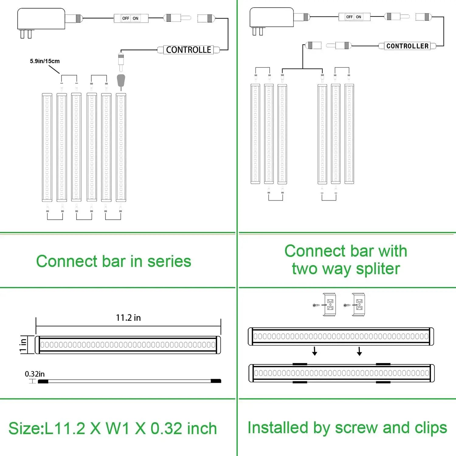 LED Under Counter Light Rigid Bar Kit, Plug in Corded Under Cabinet Lighting with 12V LED Dimmable Switch