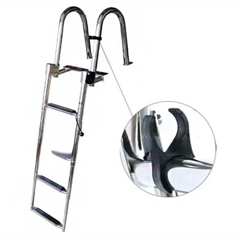 

Marine ladder stainless steel accessories bent hook speedboat yacht deck tread launch telescopic ladder hanging ladder foldable