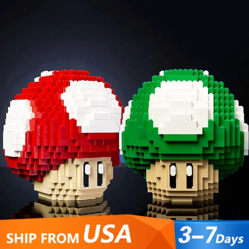 

779PCS MOC Game Figures Red Green Mushroom Building Blocks Model Desktop Ornament Assembly Toys Collect Gifts for Kids Adult