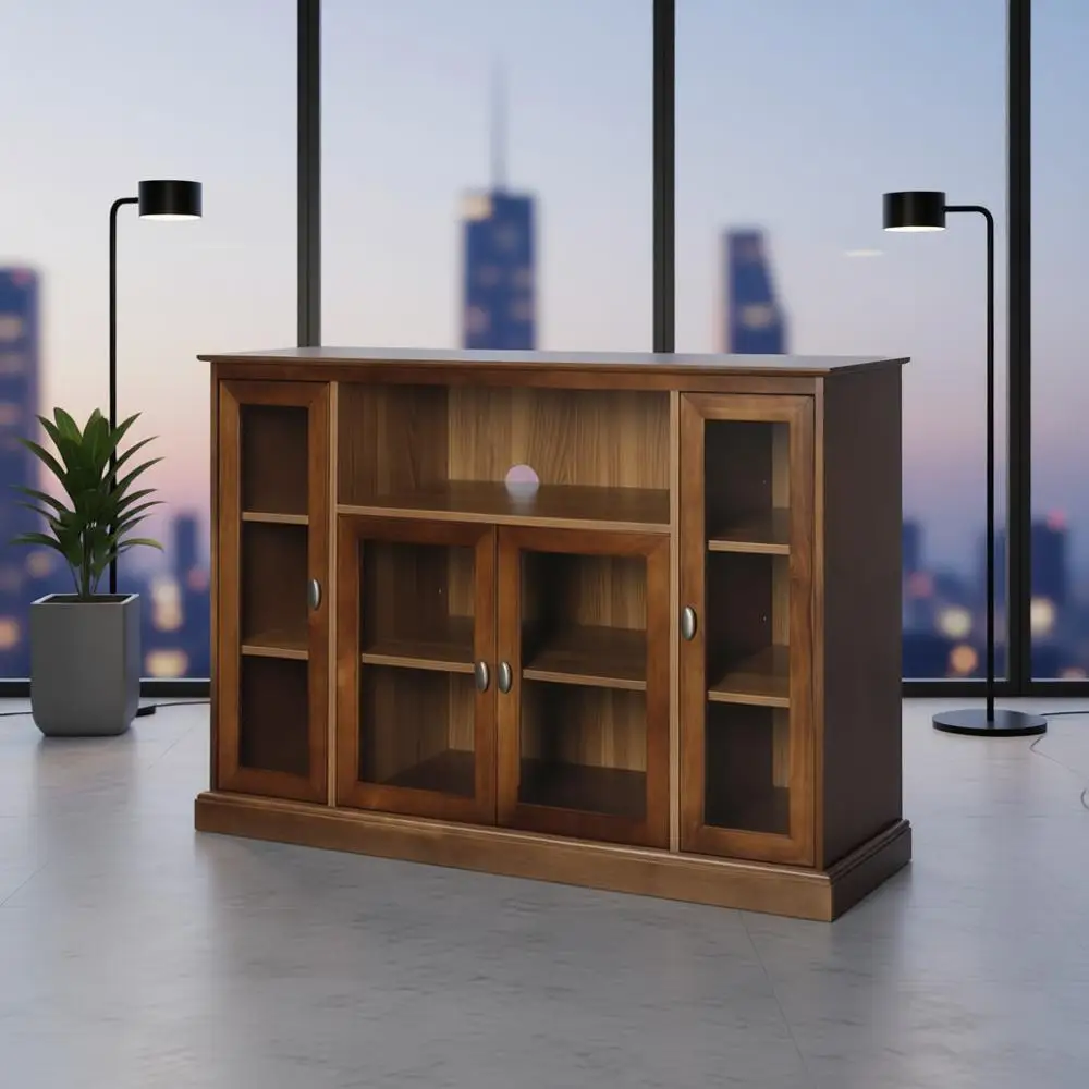 

60. Подставка под телевизор Summit Highboy из темного ореха с местом для хранения и полками