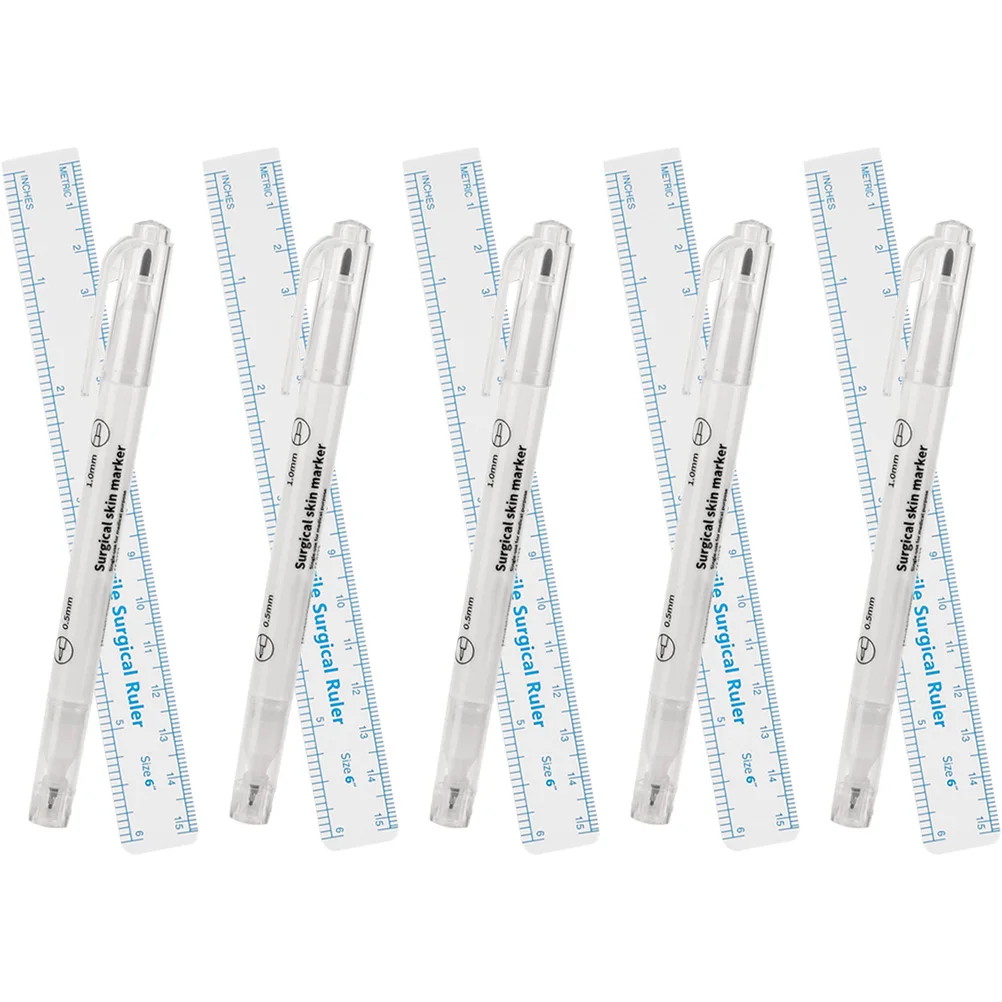 5 комплектов профессиональных ручек для позиционирования татуировок для бровей, безопасных для кожи маркеров для картирования бровей, микроблейдинга, татуировки губ с линейкой