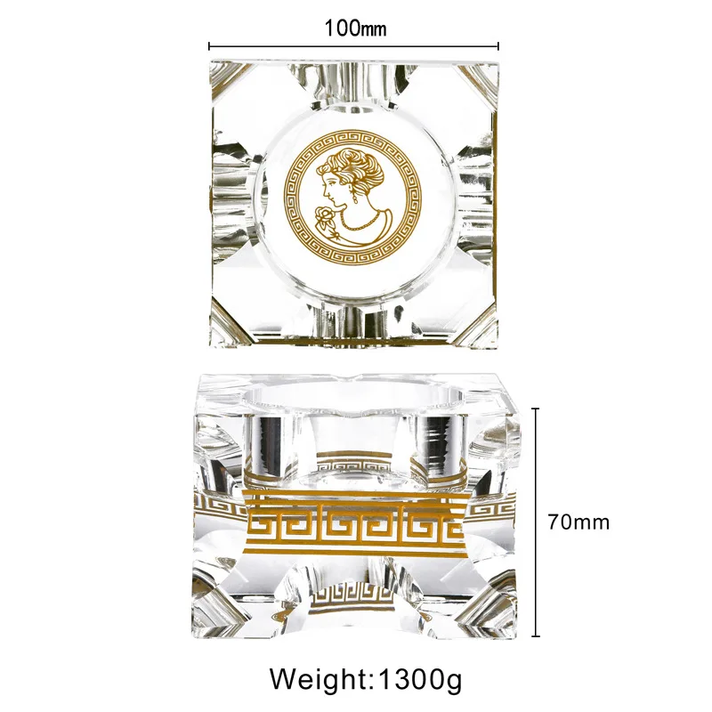 K9 crystal handmade gold-plated square size ashtray