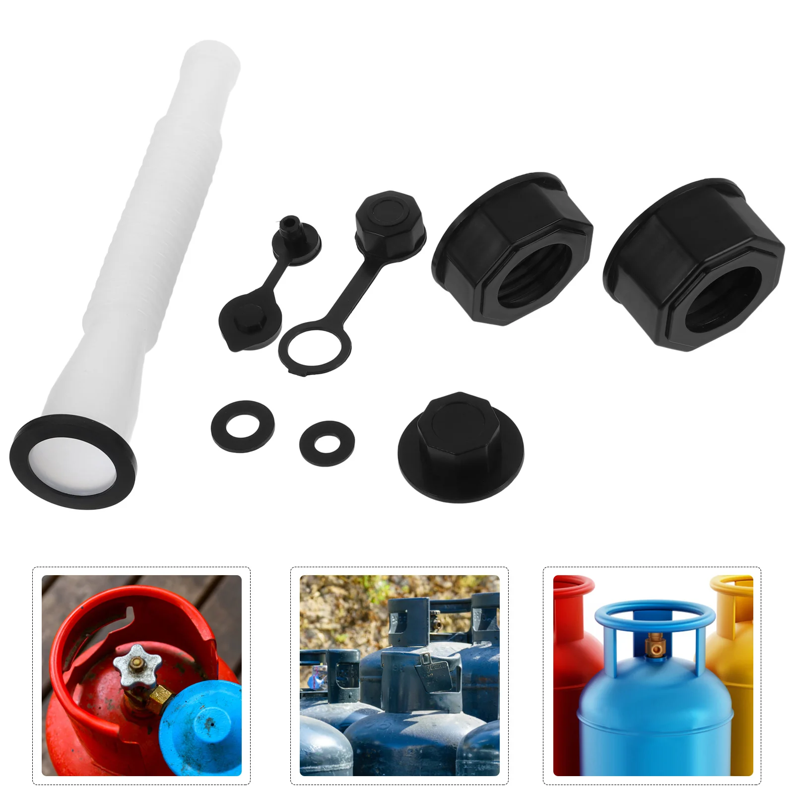 

1Set Gas Can Spout Replacement Kit Anti-Slip Threaded Pipe Cap Fuel Can Nozzle Replacement Gas Connector Fuel Tank Vent Valve
