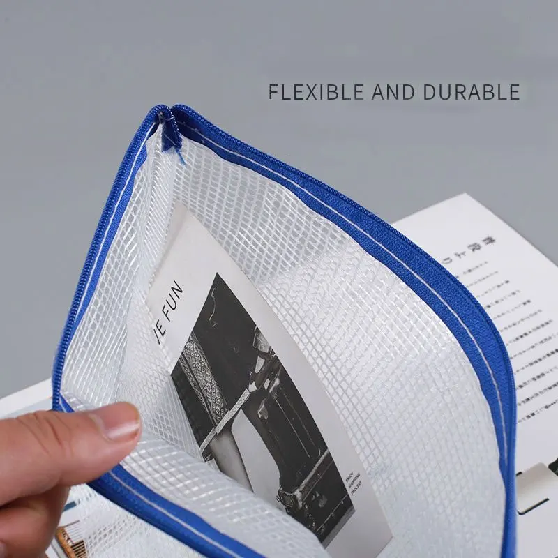5 قطعة أكياس بسحاب مقاوم للماء لتخزين السفر والأجهزة المكتبية المدرسية وحقيبة شبكية بسحاب مقاس A4 أكياس شبكية لملف المستندات مع سحاب