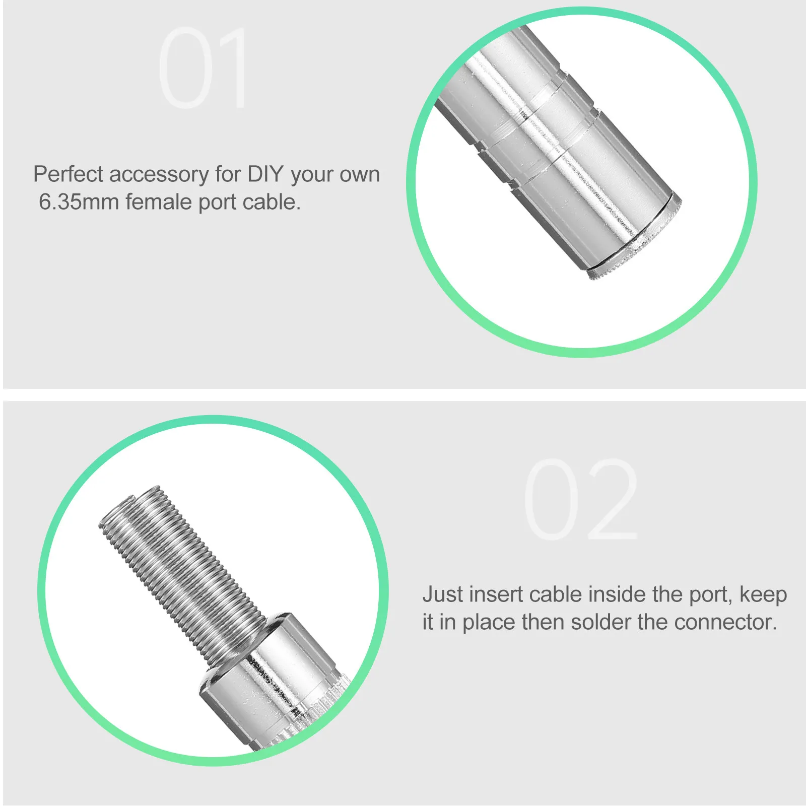 4Pcs Audio Connector 6.35mm Solder Type Female Socket Easy Install Stereo Port for Microphone Speaker 1/4 Inch Female Socket