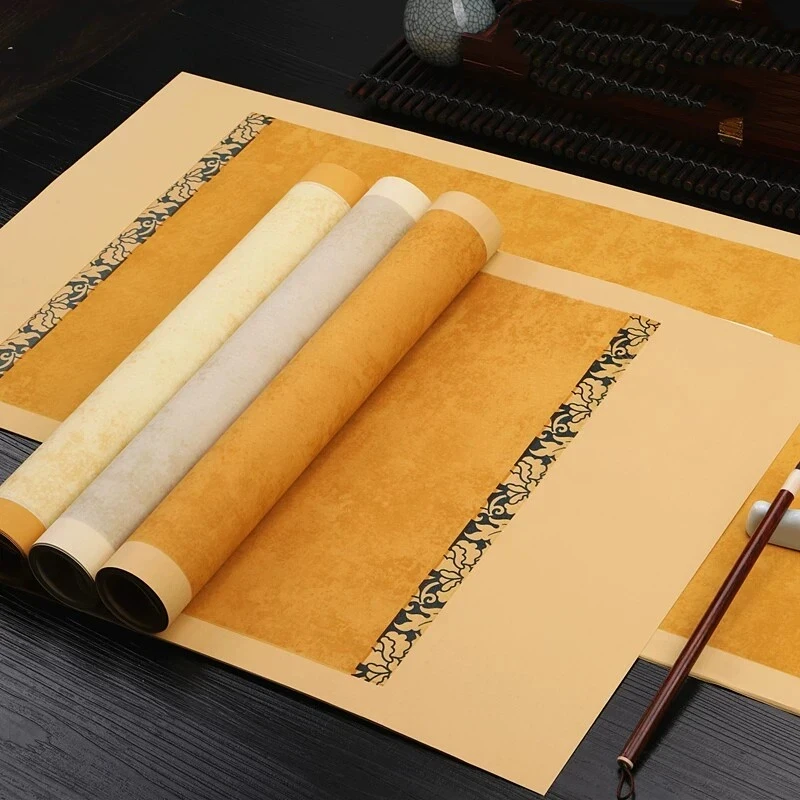 Vintage Half Raw Xuan Paper Chinese Brush Calligraphy Art Work Paper Regular Script Creation Half Ripe Rice Paper Art Stationery
