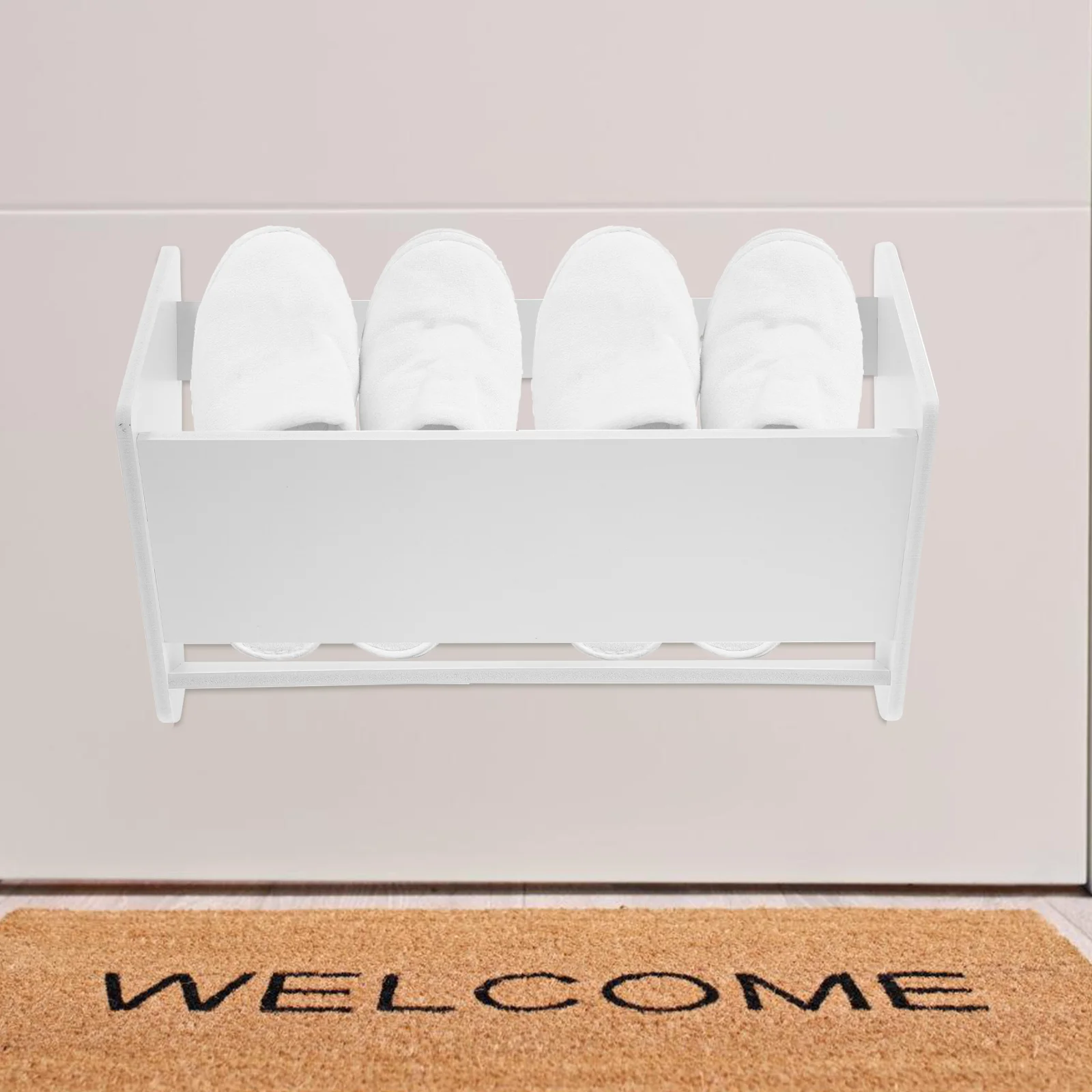 Coat Hanger Ultra-thin Shoe Rack White Hangers Organizers Pvc Wood Plastic Board Back Door Shelf Punching Free