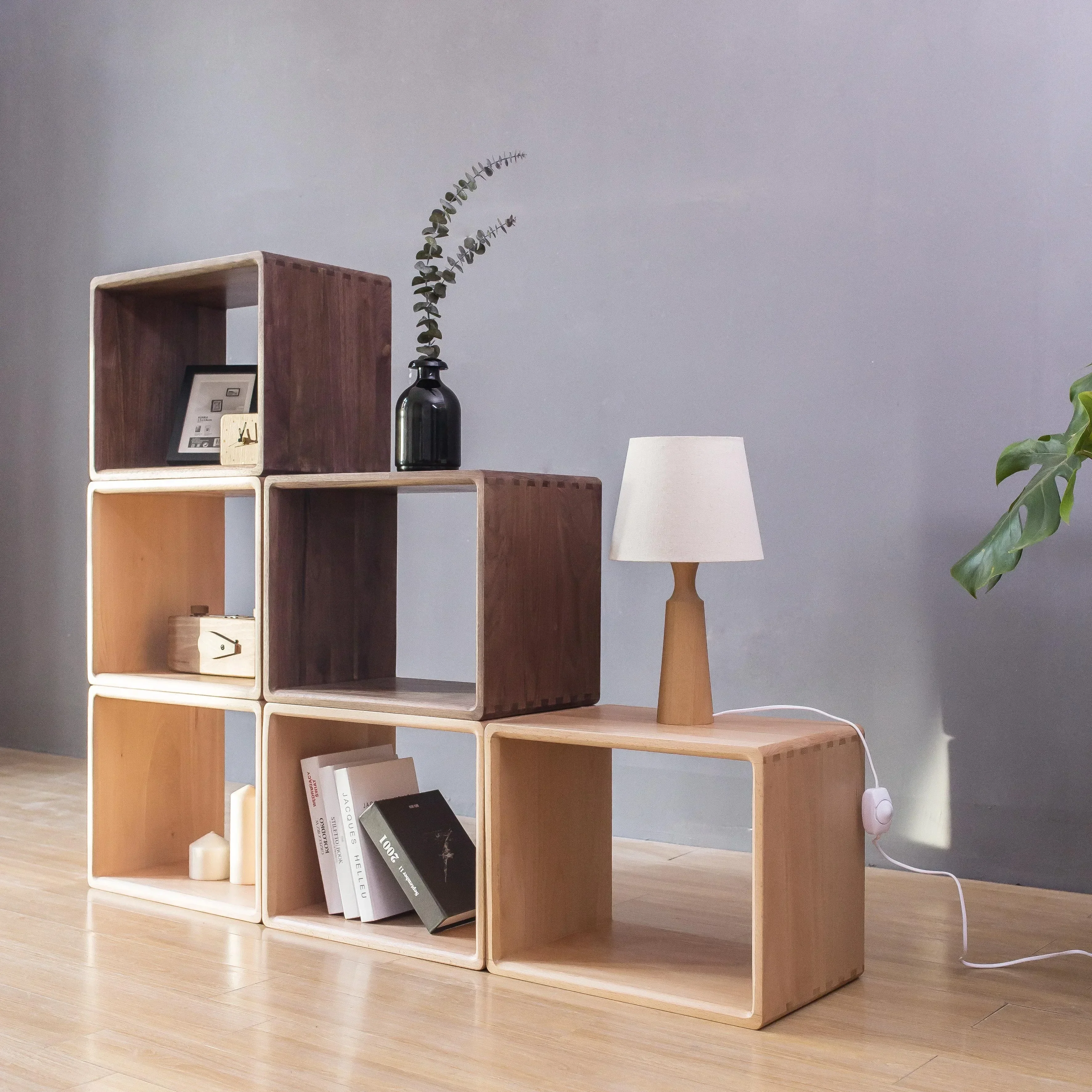 

Solid wood small bookcase free combination living room combination grid floor simple bookshelf single cabinet