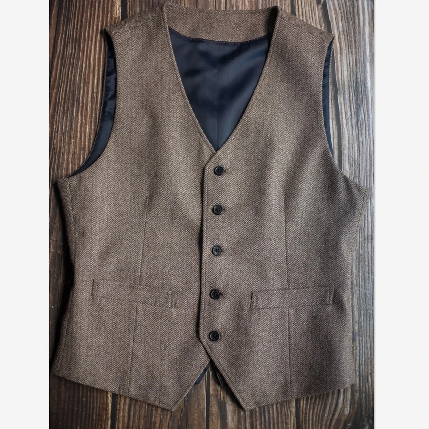 Шерстяной твидовый жилет цвета хаки в стиле ретро с узором «рыбий кости», мужской деловой повседневный приталенный костюм, жилет, жилет