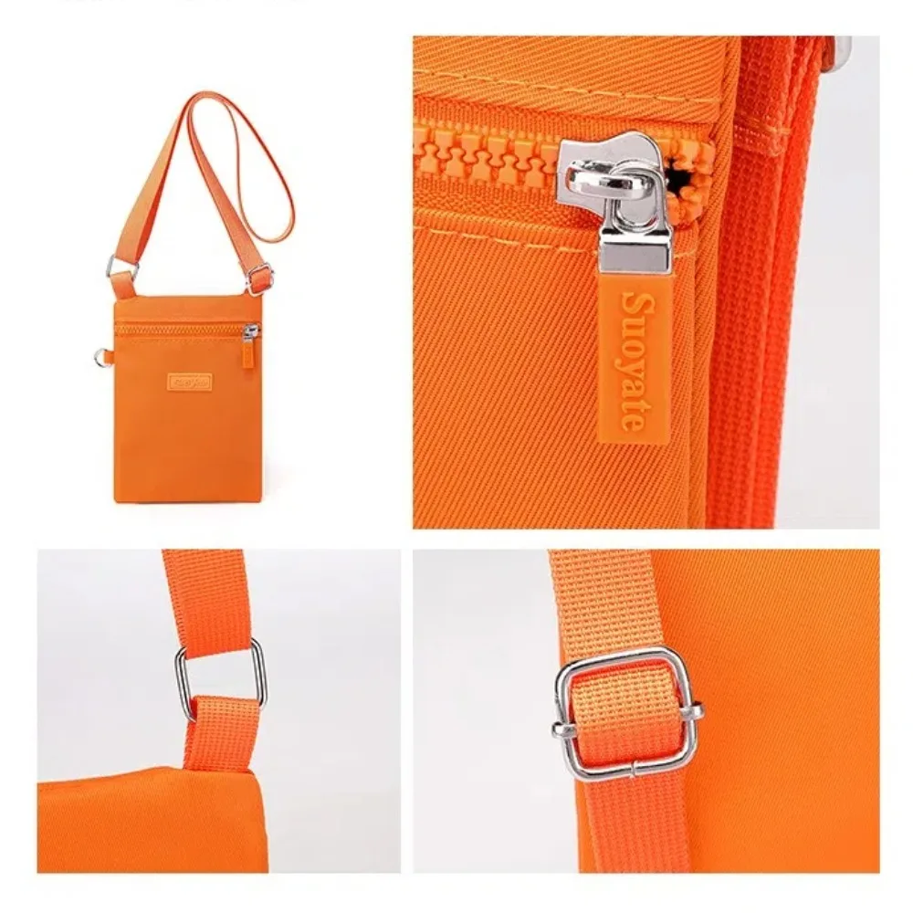 Portable Handbag Small Crossbody Bag Solid Color Zipper Shoulder Bag Nylon Messenger Bags Men view 3