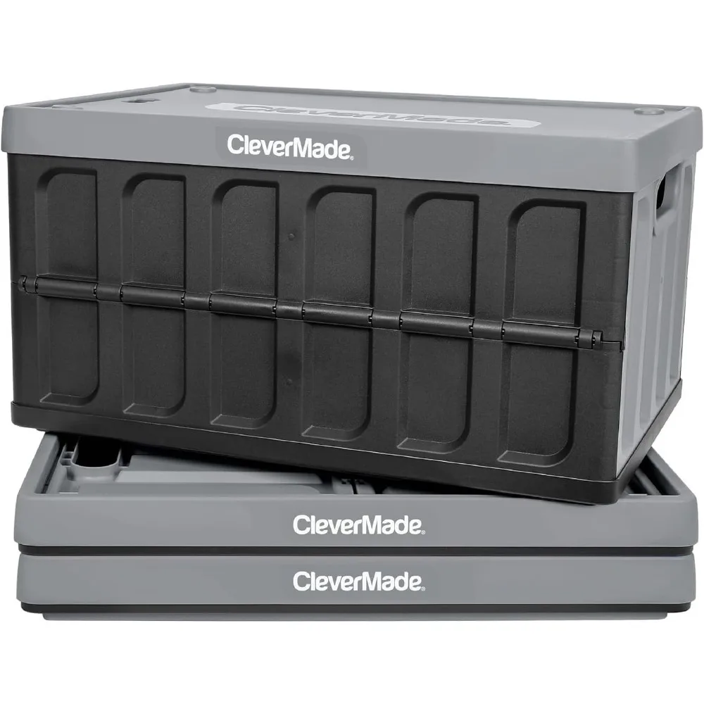 

Collapsible Storage Bins with Lids - 3 Pack 46L Stackable Plastic Containers for Home Organization Space-Saving