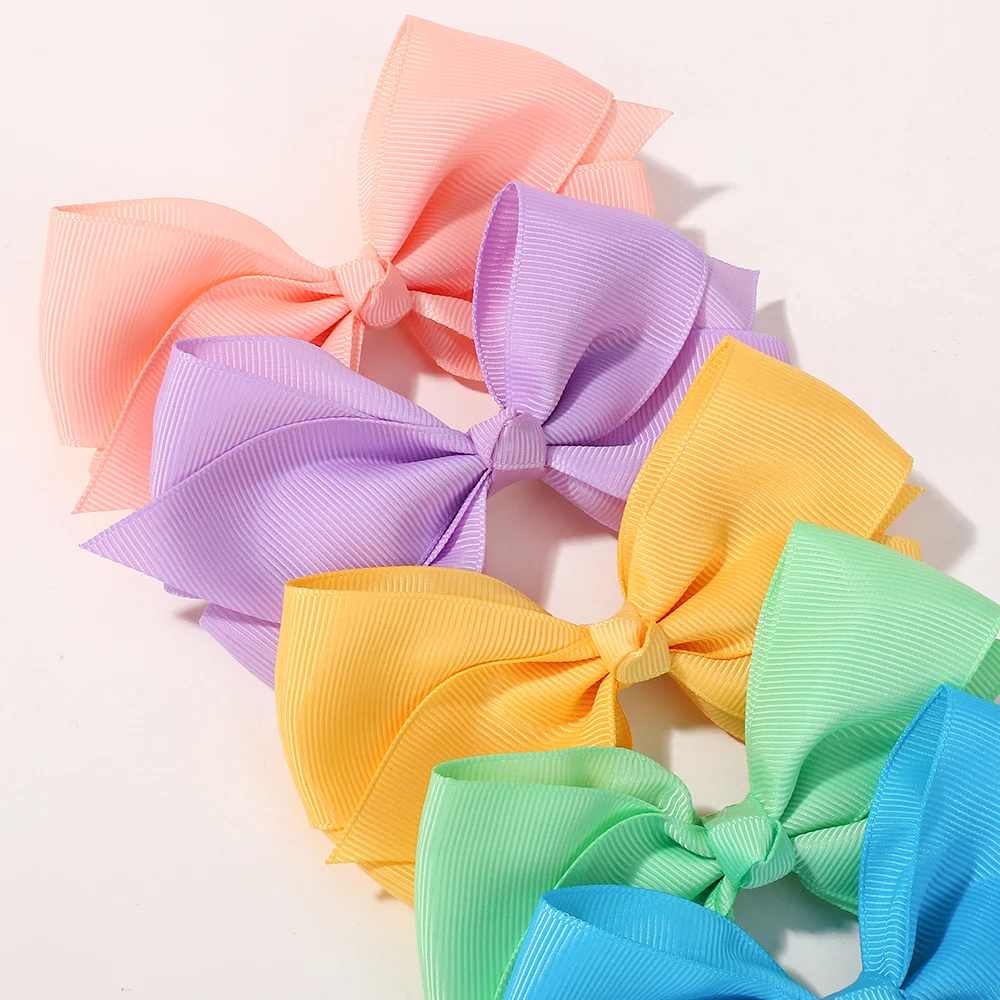 30 個 4.5 ' ランダムカラー新生児ヘアリボンキャンディーカラークリップ付き女の赤ちゃん手作りヘアクリップヘアグリップベビーヘアアクセサリー