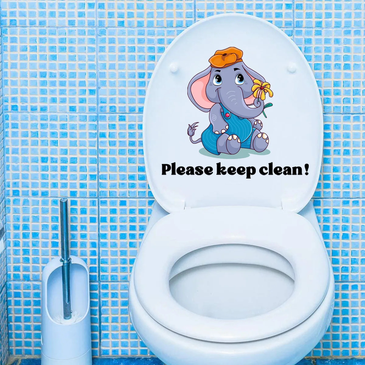 15*20cm Elephant English Slogan Wall Stickers Bathroom Toilet Stickers Toilet Home Decoration Wall Stickers Wallpaper Ms6195