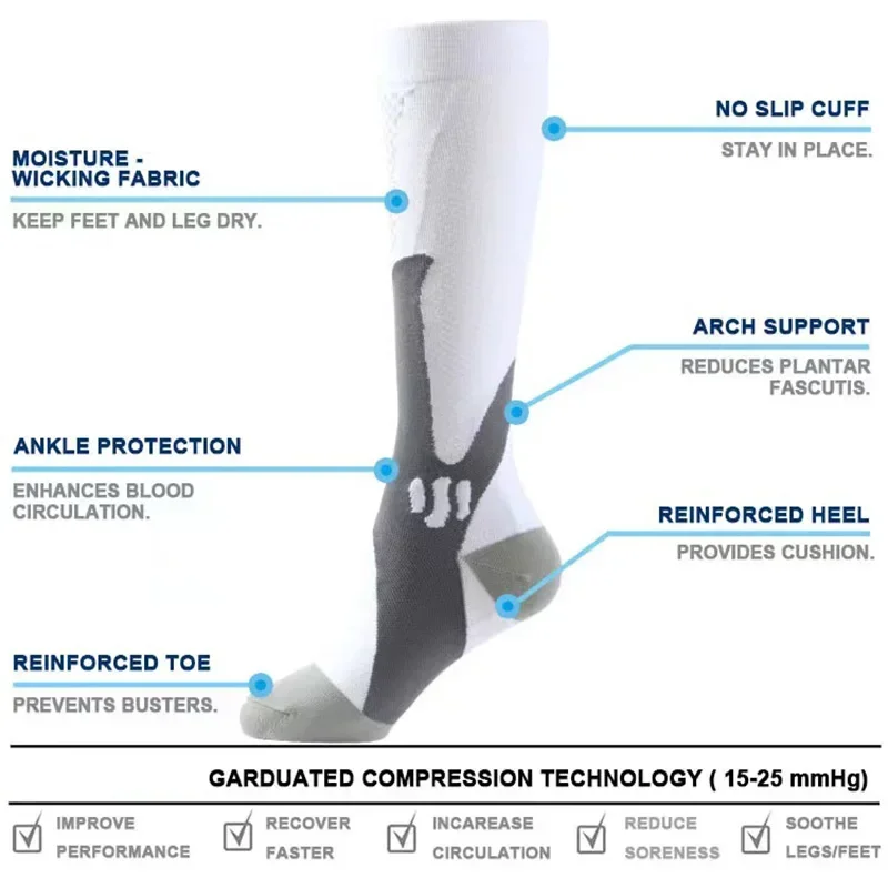 남녀공용 압축 양말, 신축성 스포츠 스타킹, 아름다운 다리 달리기 간호사 등산 사이클링 양말, 3, 5, 6, 7/8 쌍 로트 팩