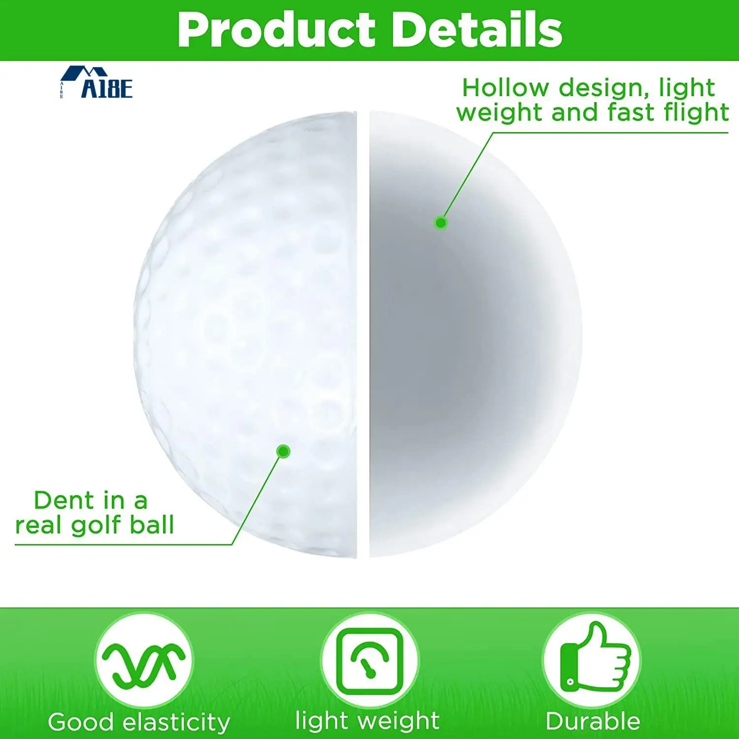 

A18E-100 Pcs Golf Practice Ball Hollow Golf Ball Training Golf Balls With Mesh Drawstring Storage Bags For Training