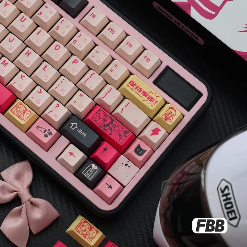 Motorcycle girl Theme Keycaps Set Customized PBT Sublimation Cherry Profile Keyboard Cap for Mechanical Keyboard Accessories