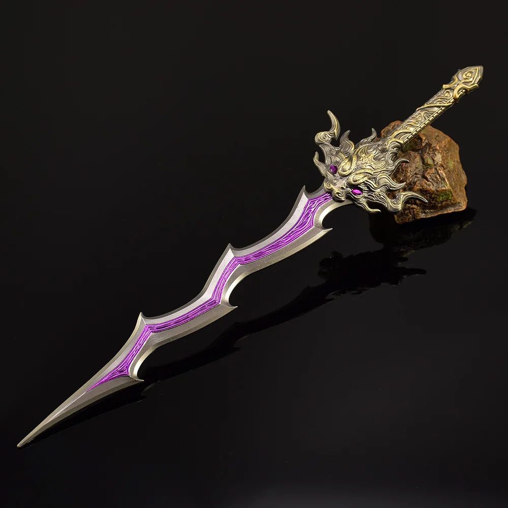 29cm Naraka: Bladepoint Weapon Candle Divine Decree Sword Game Peripheral Metal Samurai Sword Weapon Model Keychain Gifts Toys